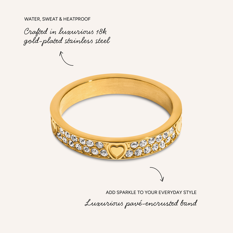 Pavé Crystal Heart Ring (Gold)
