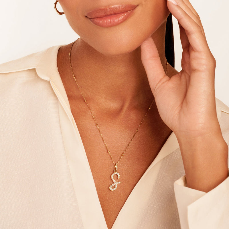 Pavé Initial Pendant (Gold)
