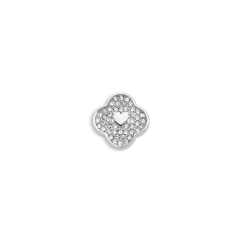 Shimmer Pavé Clover Charms (Silver) - Heart