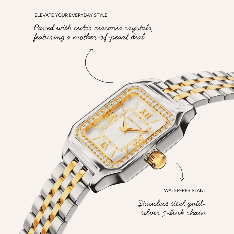 Essence Pavé Watch & Bracelet Set (Two Tone)