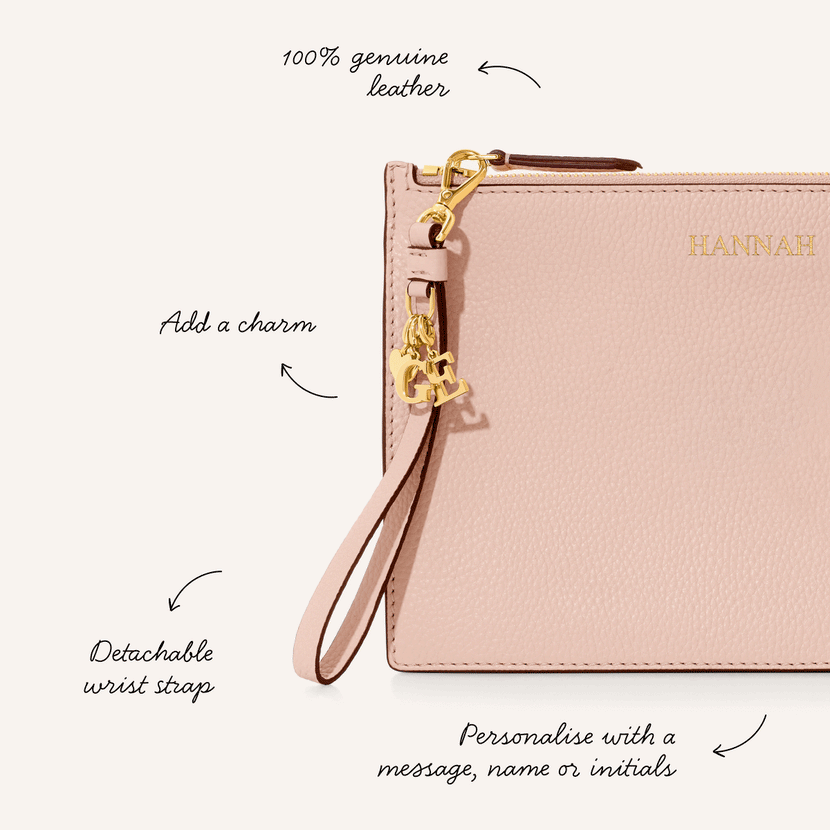 Leather Clutch Pouch (Blush)