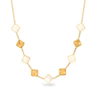 Pearl & Fluted Clover Necklace (Gold)
