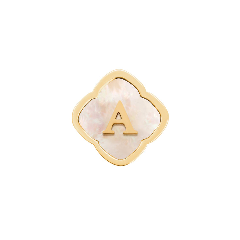 Rosette Pearl Clover Charms (Gold) - Initials
