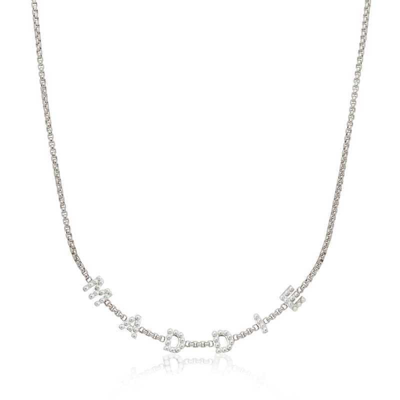 Pearl Custom Name Necklace (Silver)