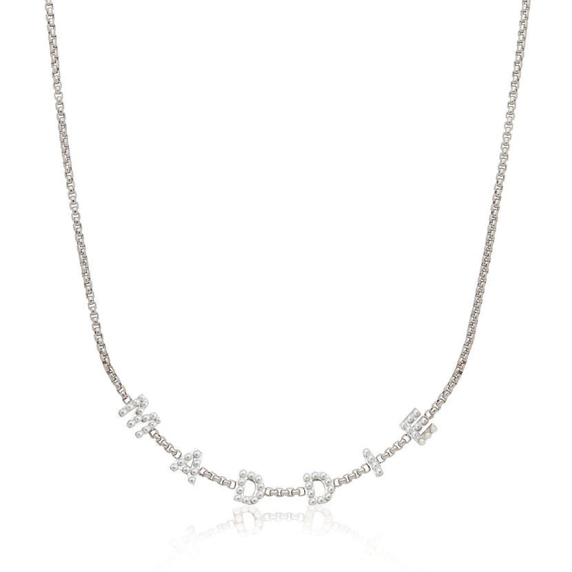 Pearl Custom Name Necklace (Silver)