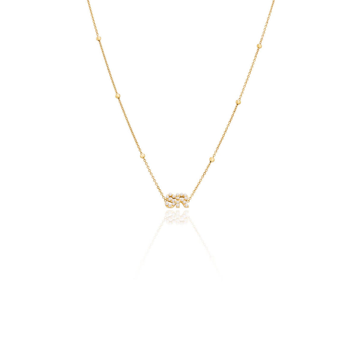 Pearl Initials Sphere Chain Necklace
