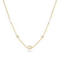 Modern Elegance Quartz & Pearl Necklace (Gold)