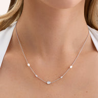 Modern Elegance Quartz & Pearl Necklace (Silver)