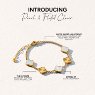 Pearl & Fluted Clover Bracelet (Gold)