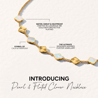 Pearl & Fluted Clover Necklace (Gold)