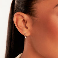 Pearl Huggie Hoop Earrings (Silver)