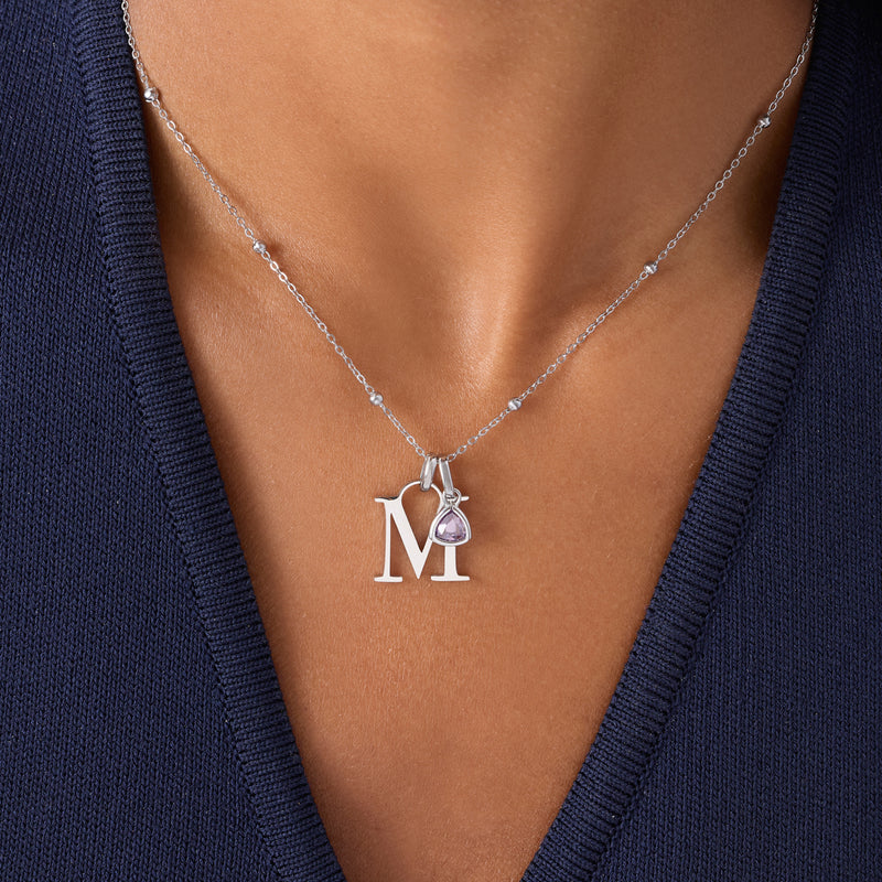 Droplet Birthstone Pendant (Silver)