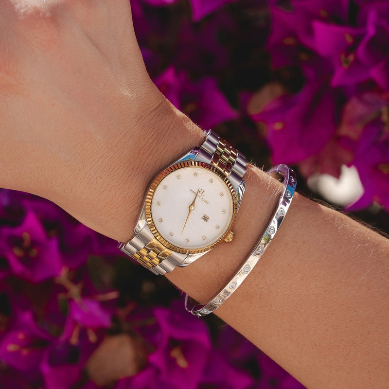 Crystal Heart Bangle (Silver)