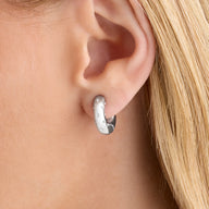Polka Dot Crystal Hoop Earrings (Silver)