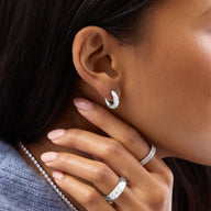 Polka Dot Crystal Hoop Earrings (Silver)