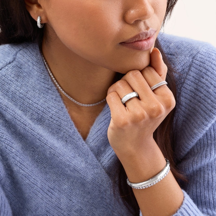 Polka Dot Crystal Ring (Silver)