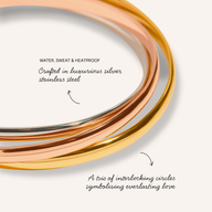 Trilogy Bangle (Gold/Rose Gold/Silver)