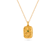 Talisman Token Birthstone Necklace (Gold)