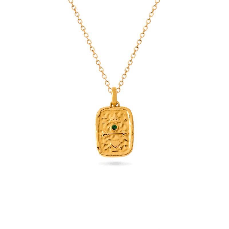 Talisman Token Birthstone Necklace (Gold)