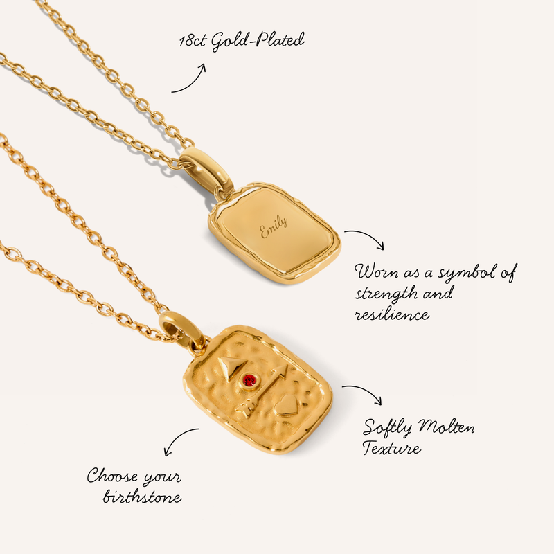 Talisman Token Birthstone Necklace (Gold)