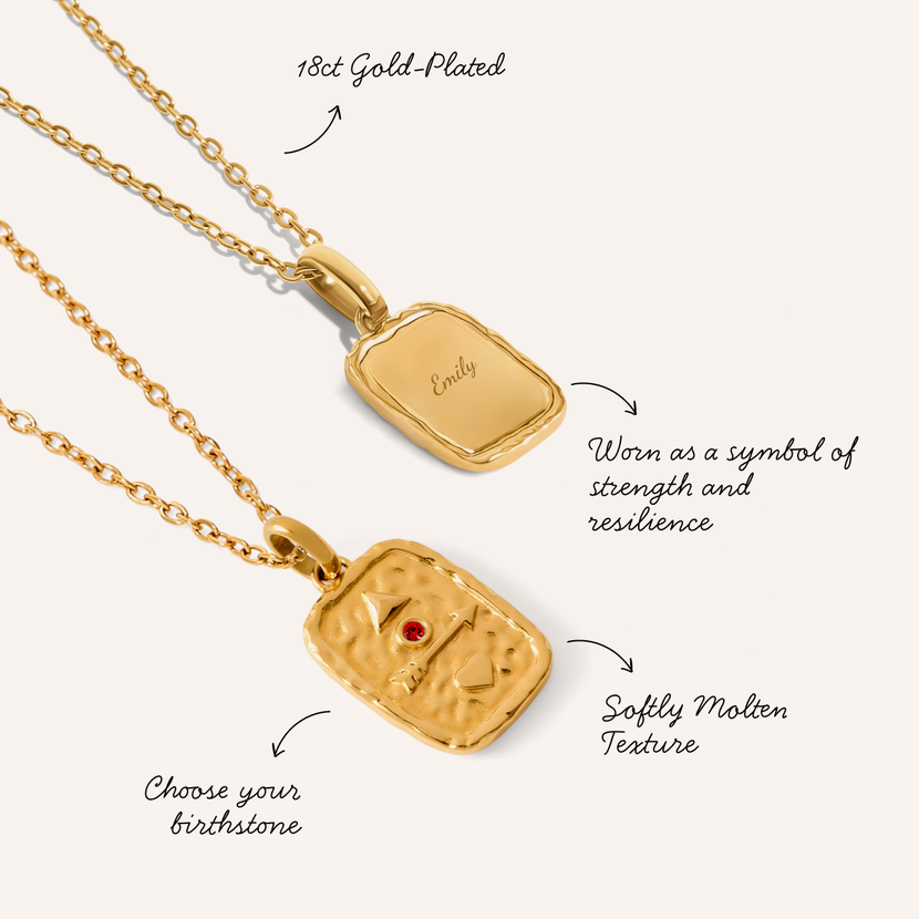 Talisman Token Birthstone Necklace (Gold)