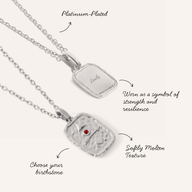 Talisman Token Birthstone Necklace (Silver)