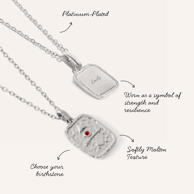 Talisman Token Birthstone Necklace (Silver)