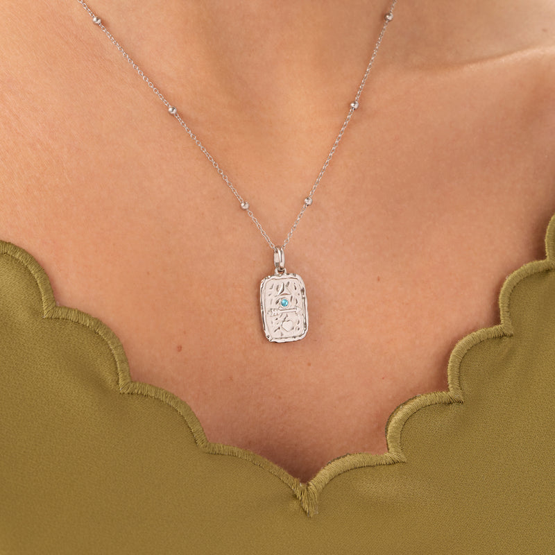 Talisman Token Birthstone Necklace (Silver)