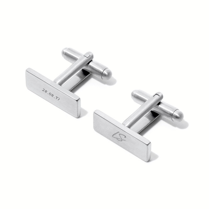 Men's Rectangular Engravable Cufflinks (Silver)