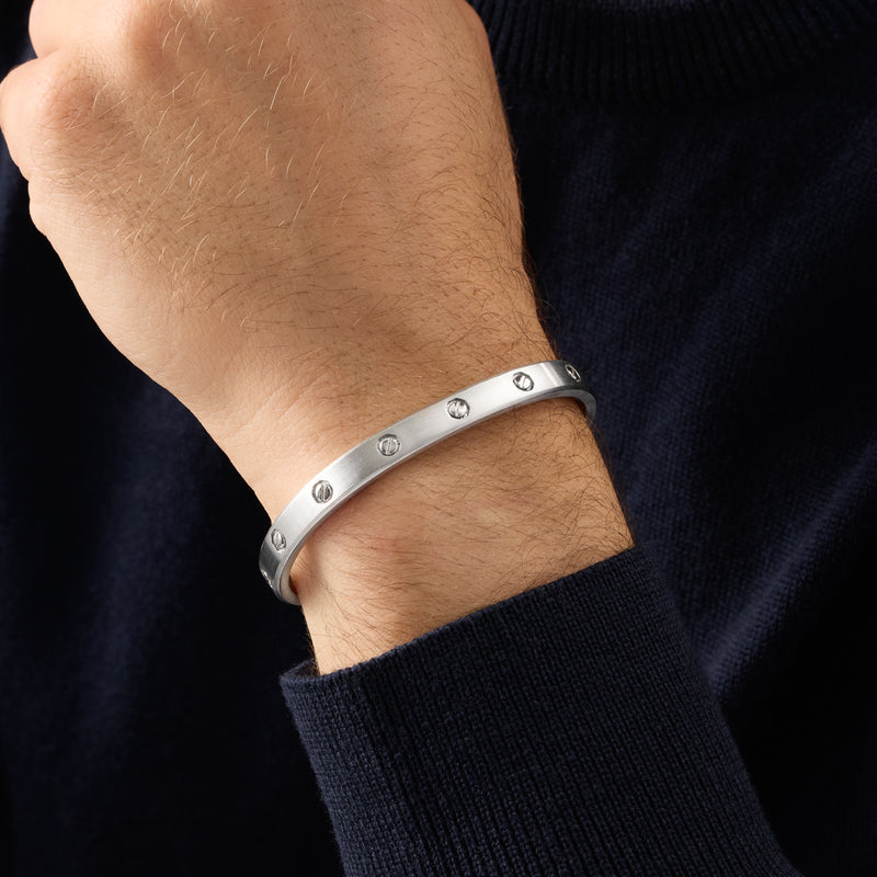 Men's Rivet Cuff Bangle (Silver)
