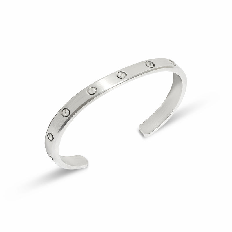 Men's Rivet Cuff Bangle (Silver)