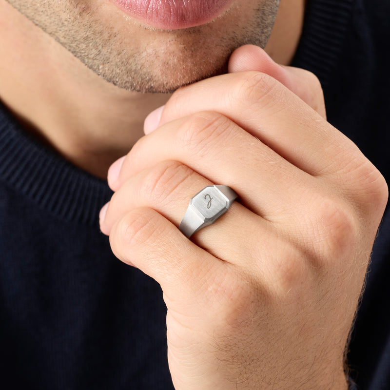 Men's Squared Signet Ring (Silver)