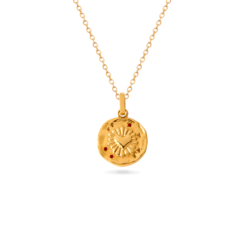 Talisman Flaming Heart Birthstone Necklace (Gold)