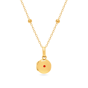 Round Photo Locket Sphere Necklace (Gold)