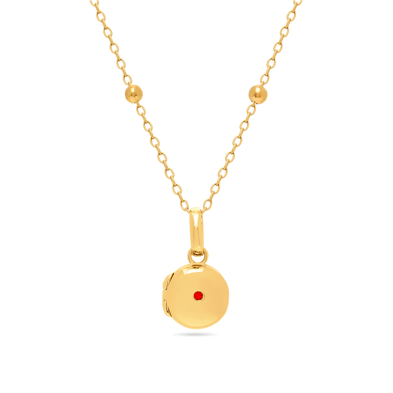 Round Photo Locket Sphere Necklace (Gold)