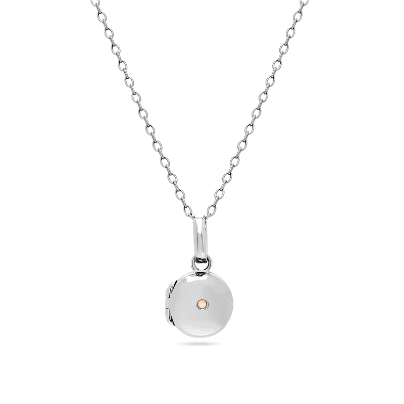 Round Photo Locket Sphere Necklace (Silver)