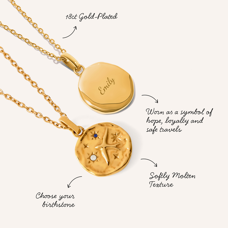 Talisman Swallow Birthstone Necklace (Gold)
