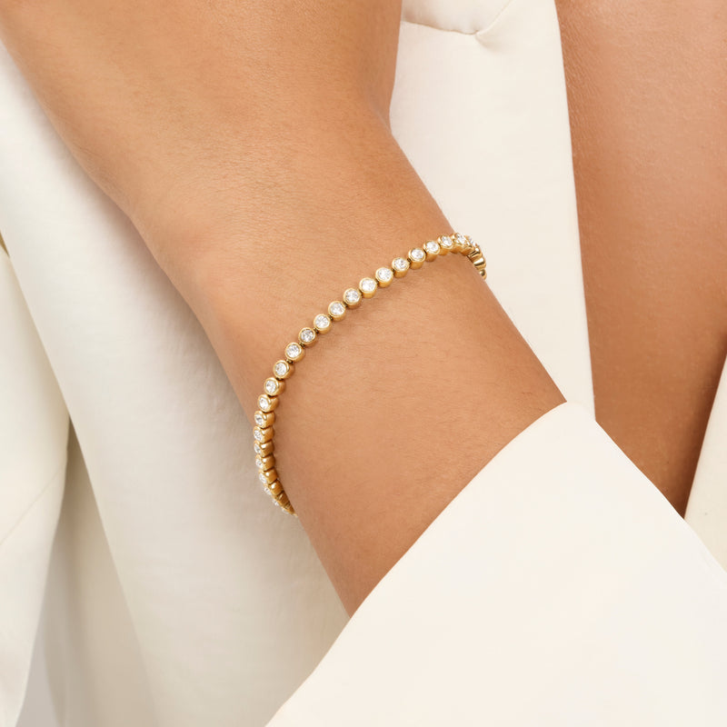 Bezel Set Tennis Bracelet (Gold)