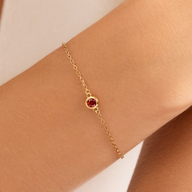 Made Mine Round Birthstone Bracelet (Gold)