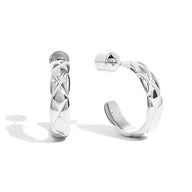 Quilted Hoop Earrings (Silver)