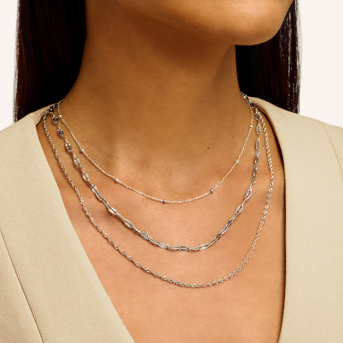 Multi-Chain Layered Necklace Set (Silver) – Abbott Lyon