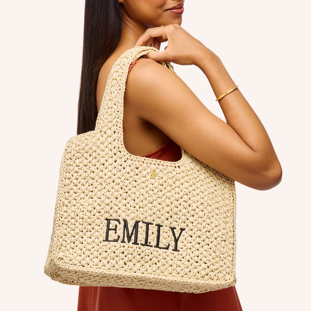 Personalised Raffia Bag Summer Tote Beach Bag