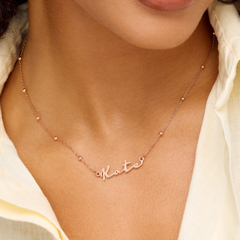 Fine Signature Name Necklace (Rose Gold)