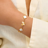 Pearl & Fluted Butterfly Bracelet (Gold)