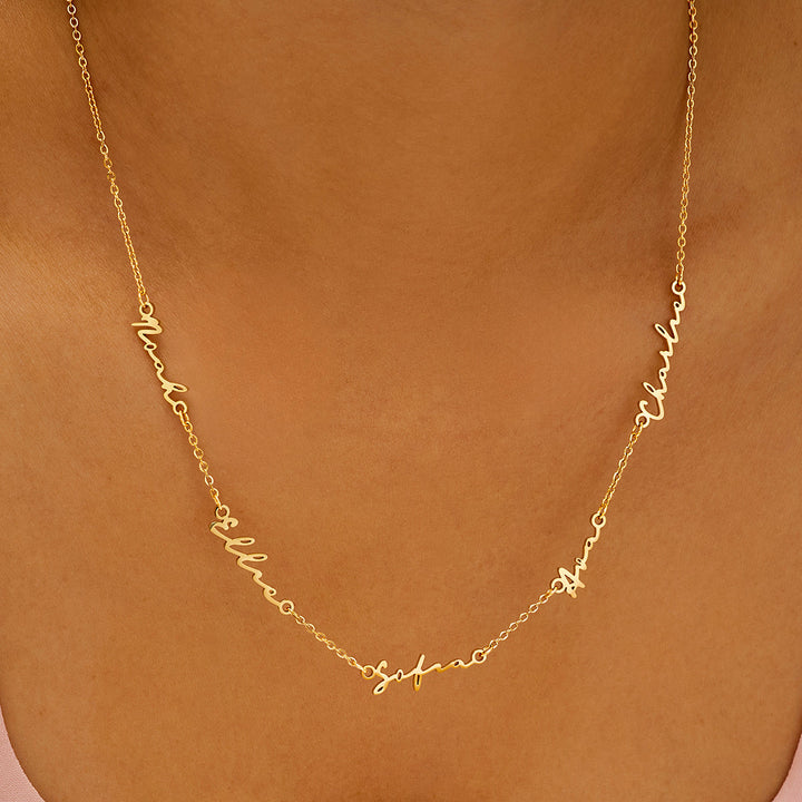 Multi Signature Name Necklace (Gold)