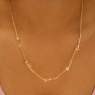 Multi Signature Name Necklace (Gold)