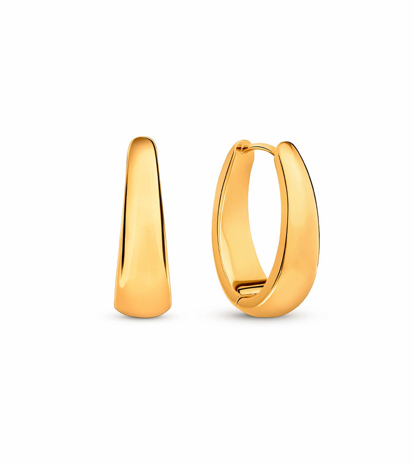 Oval Hoop Earrings (Gold)