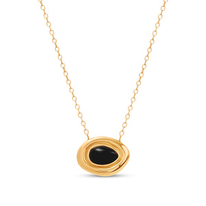 Black Onyx Molten Necklace (Gold)