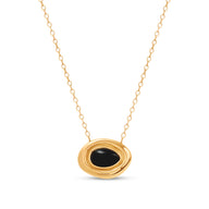 Black Onyx Molten Necklace (Gold)