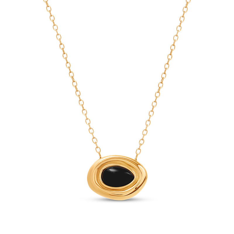 Black Onyx Molten Necklace (Gold)